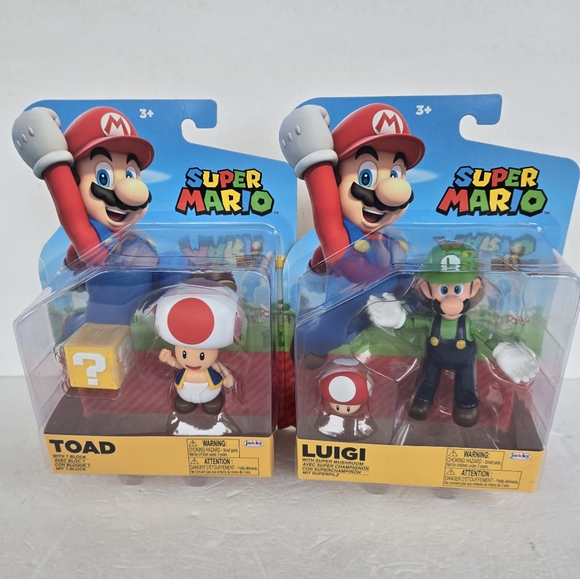 Super Mario Mario Luigi & Toad 4" Inch Figure Jakks Pacific Inc Lot of 2 - Picture 4 of 6